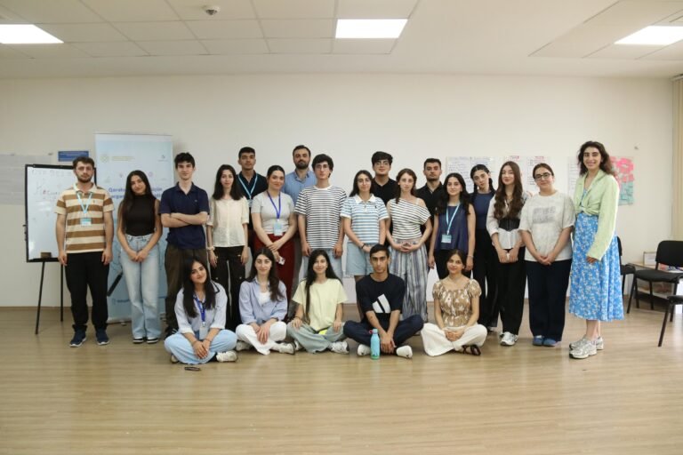 Participants of the camp organized for Karabakh youth during a training session.
