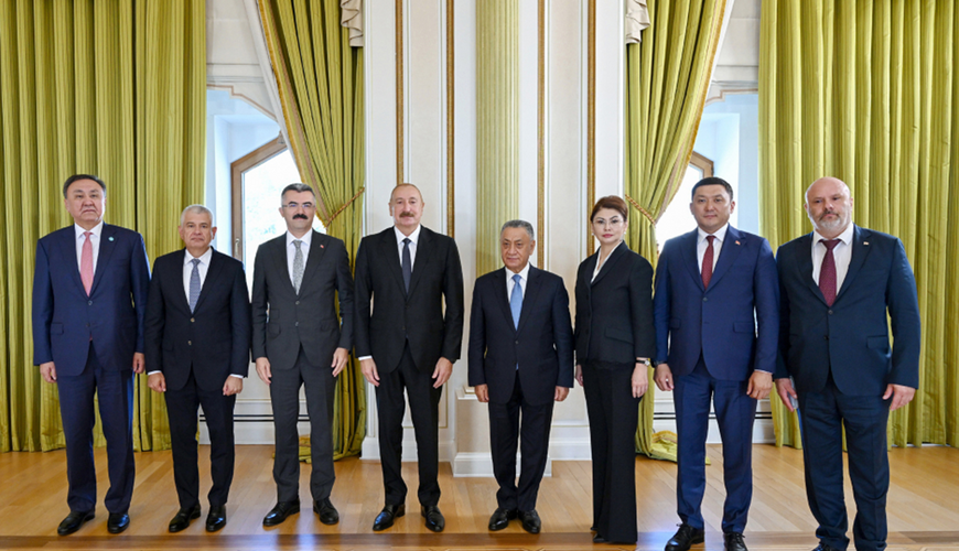 President of Azerbaijan Ilham Aliyev at a meeting with representatives of the Organization of Turkic States