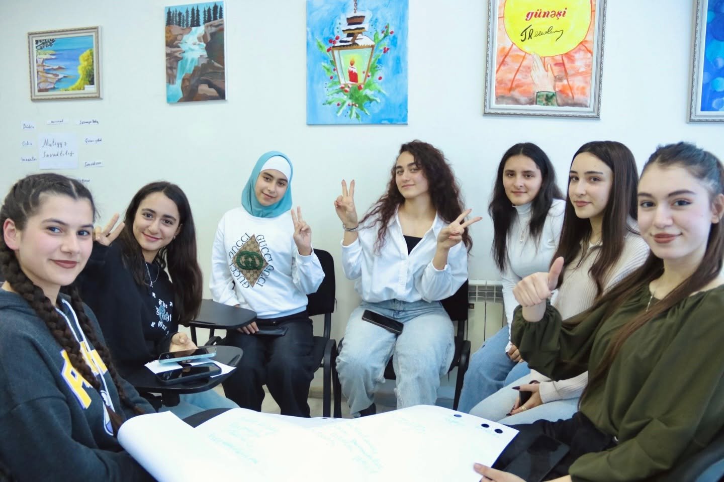 Young people attending a data-driven decision-making training in Sabirabad