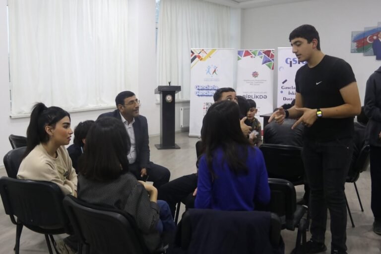 Young people attending a data-driven decision-making training in Sabirabad