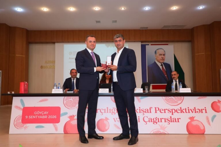 Participants of the pomegranate growing event held in Goychay