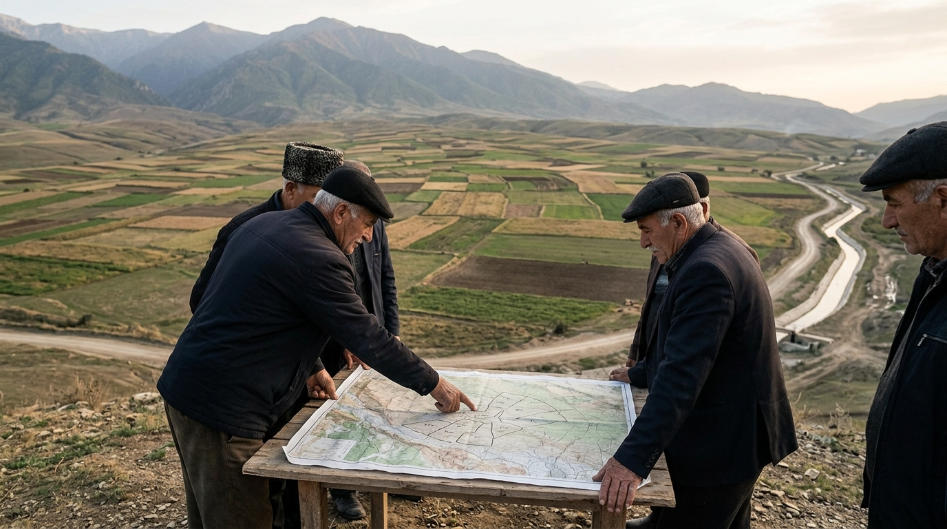 Agricultural farmland landscape in Azerbaijan