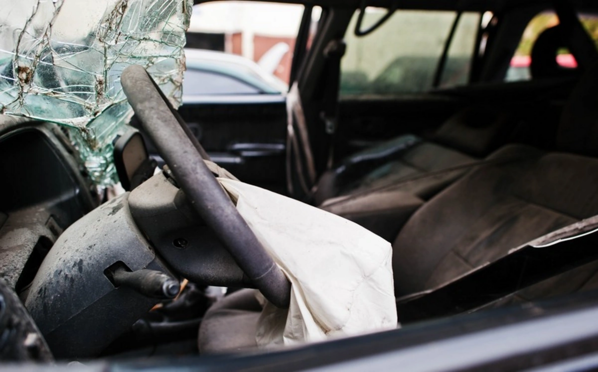 The scene of a road traffic accident in the city of Beylagan