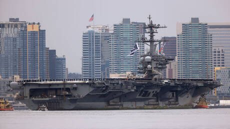US Navy aircraft carrier underway