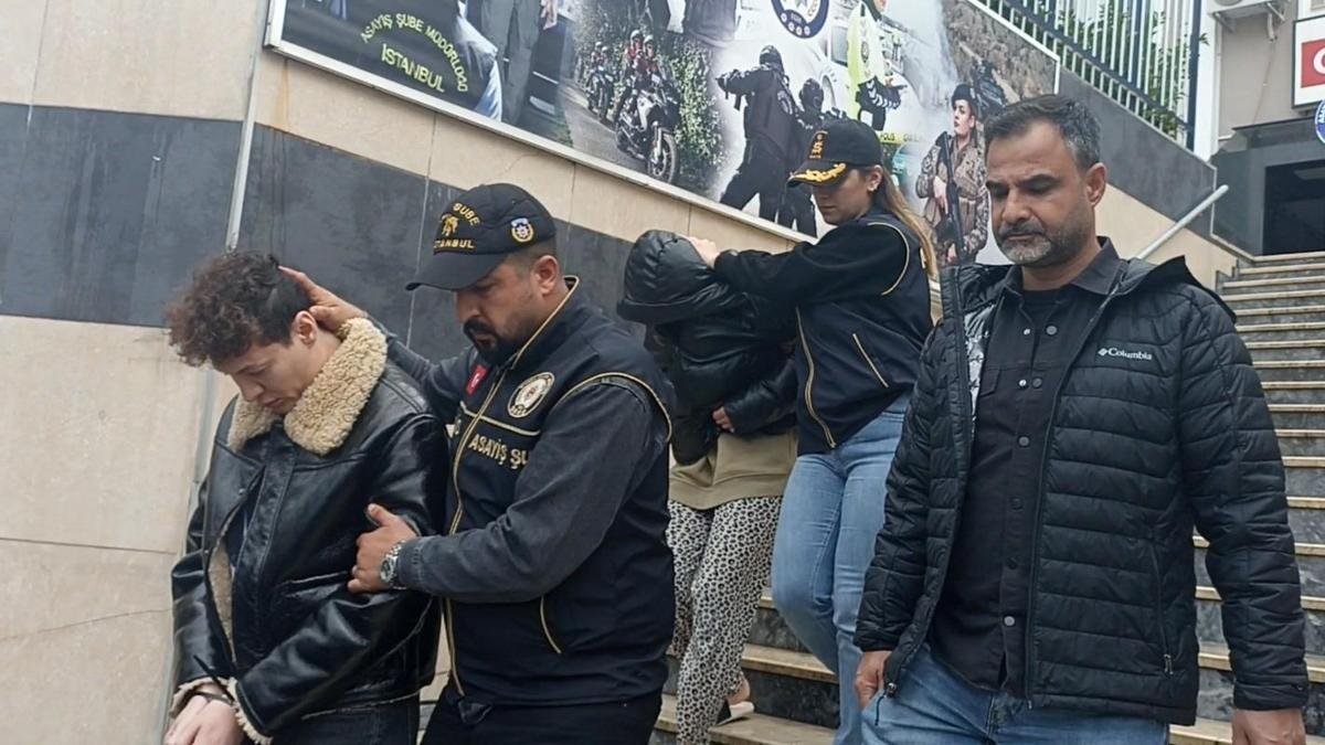 Policemen stand guard in front of Istanbul Police Department building, Turkey