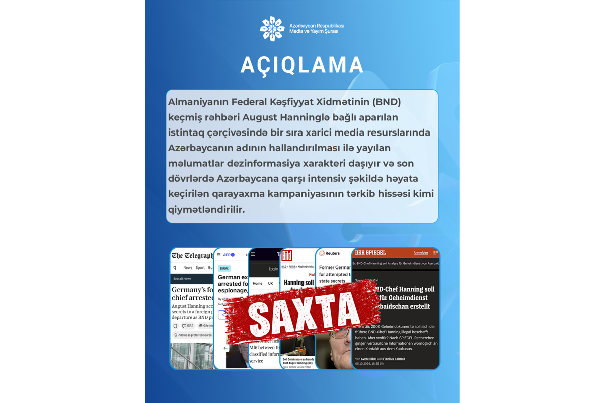 Azerbaijan's Media and Broadcasting Council statement on disinformation claims