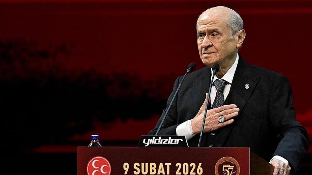 Devlet Bahçeli speaks at a Nationalist Movement Party event