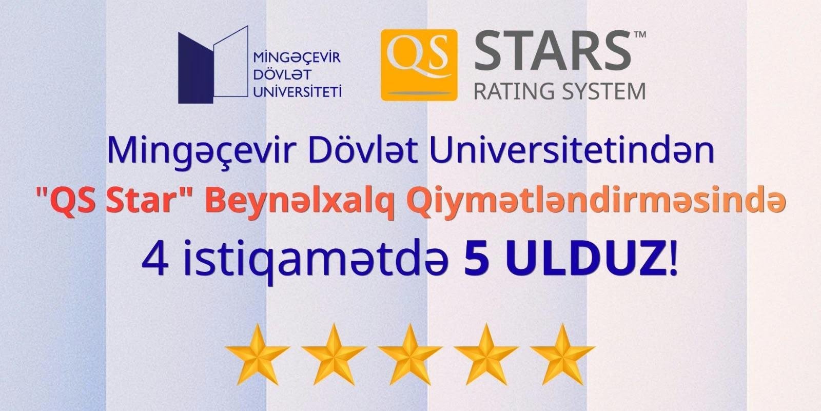 Mingəçevir Dövlət Universiteti QS Stars beynəlxalq qiymətləndirməsində 5 ulduz alıb